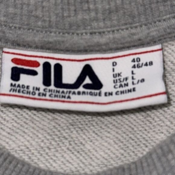 Fila Mens Grey Crewneck Sweatshirt Size L Cotton & Polyester Blend Casual Wear - Picture 2 of 8
